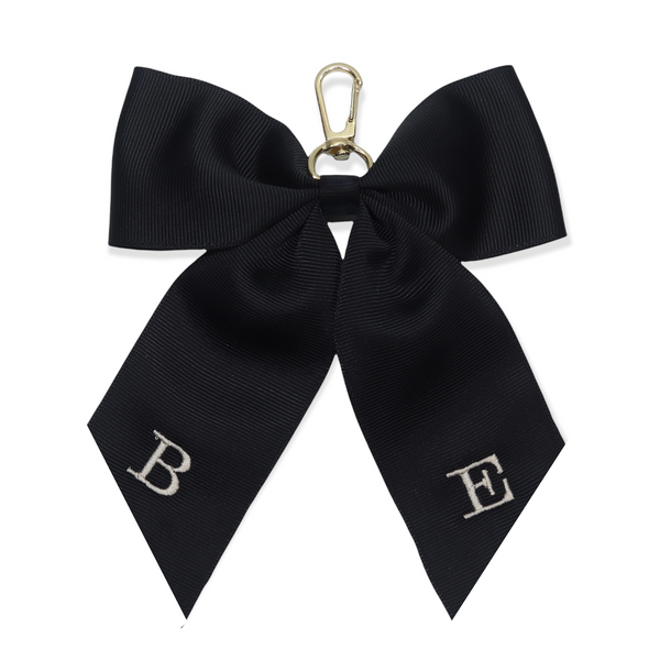 Luxury Monogrammed Bow Keyring - Black