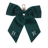 Luxury Monogrammed Bow Keyring - Dark Green