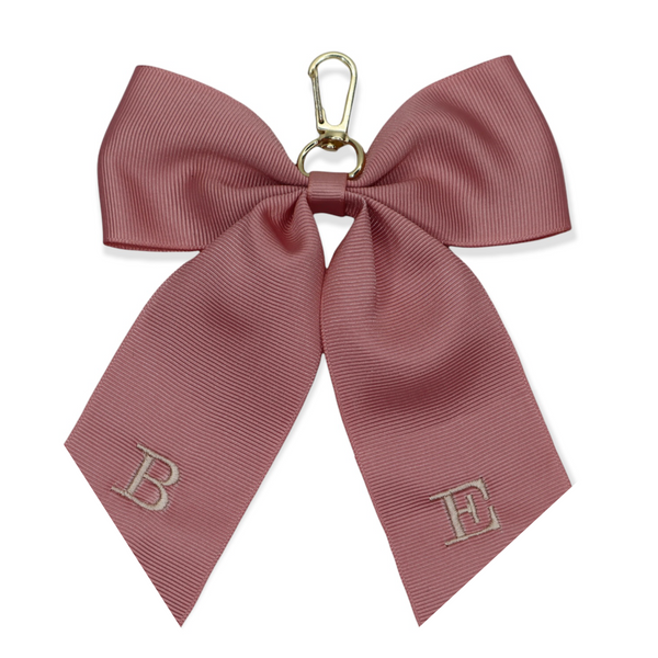 Luxury Monogrammed Bow Keyring - Pink