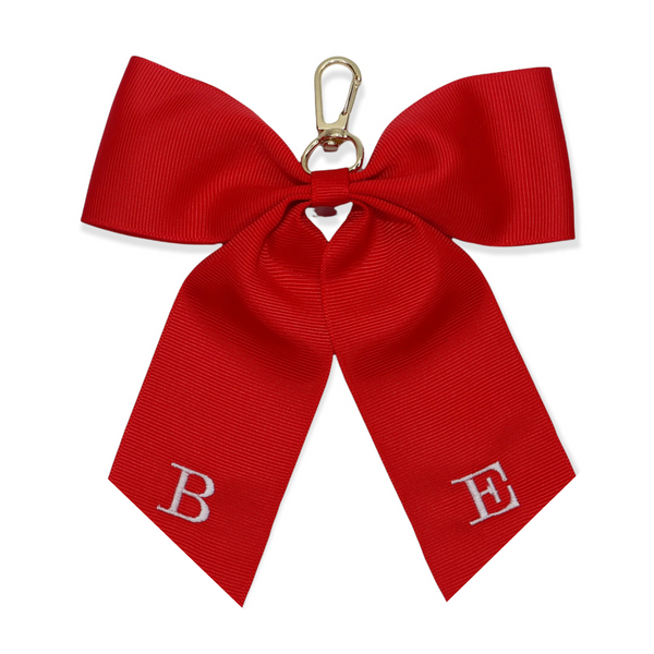 Luxury Monogrammed Bow Keyring - Red