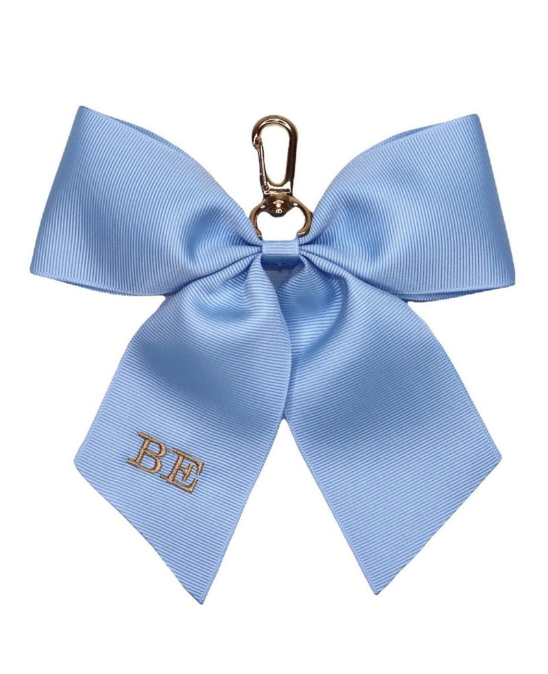 Mini Luxury Monogrammed Bow Keyring - Light Blue