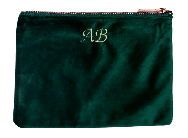 Luxury Velvet Cosmetic Bag - Green