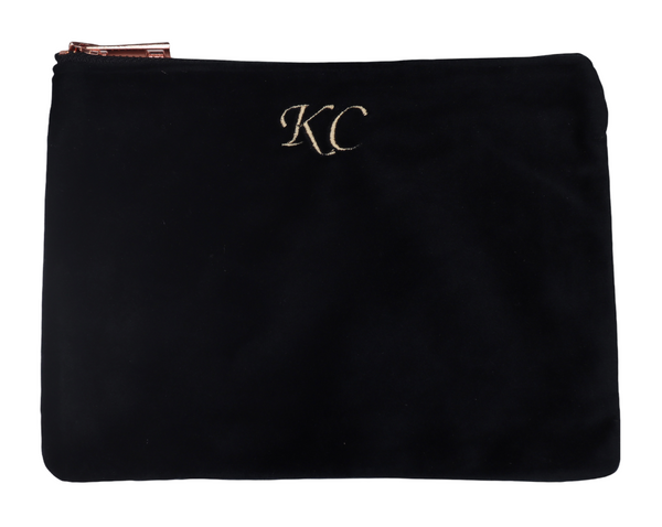 Luxury Velvet Cosmetic Bag - Black