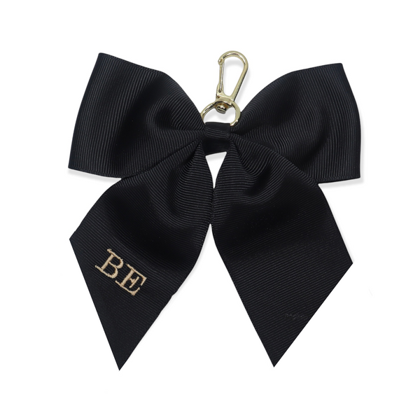 Mini Luxury Monogrammed Bow Keyring - Black