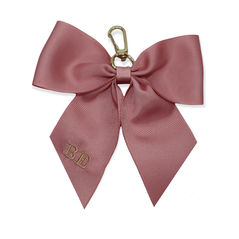 Mini Luxury Monogrammed Bow Keyring- Pink